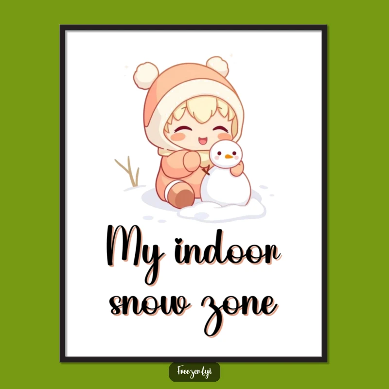 Funny Indoor Snowman Poster: Hilarious Character Winter Decor Art Print