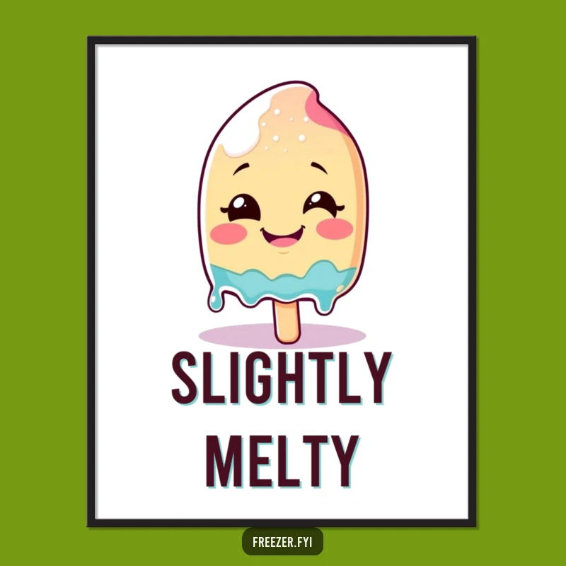Funny Melting Popsicle Poster: Smiling Glee Character Art Decor