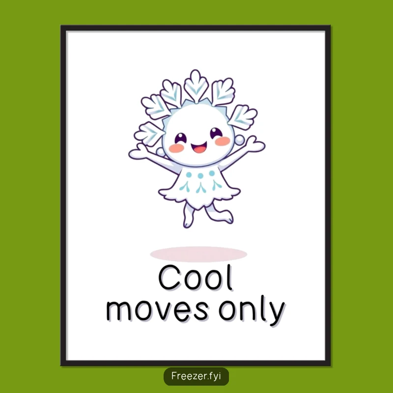 Funny Snowflake Pirouette Poster: Happy Winter Character Art Decor