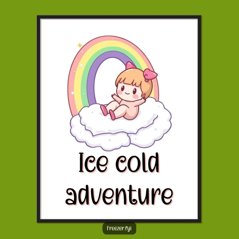Funny Winter Decor Poster: Character's Frosty Slide for a Hilarious Wall Art Gift