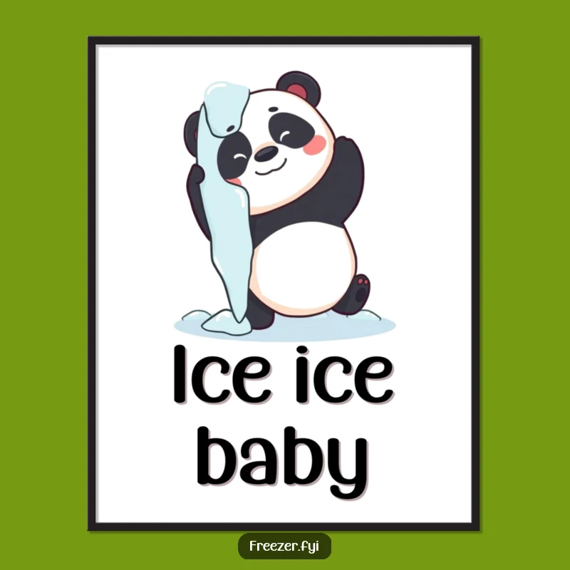 Funny Panda Icicle Hug Poster - Whimsical Animal Wall Art, Gift Idea