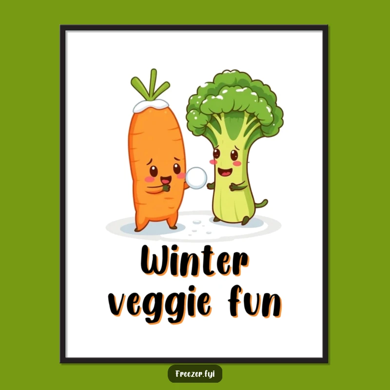 Funny Veggie Snowball Poster: Whimsical Art for Kitchen or Playroom