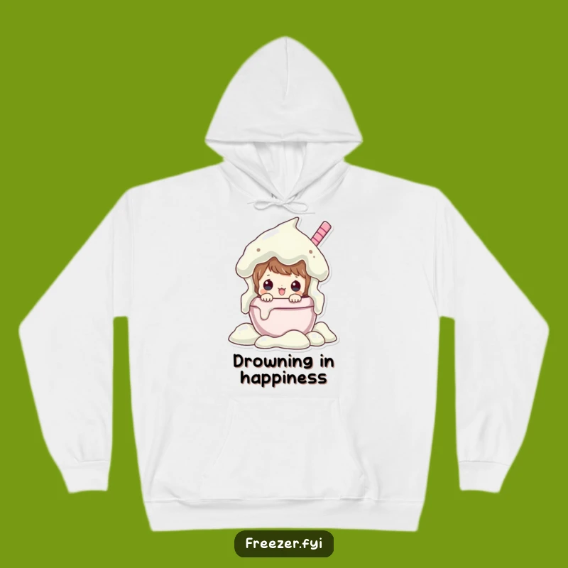 Cozy Funny Ice Cream Peeking Hoodie - Warm & Sweet Cartoon Comfort