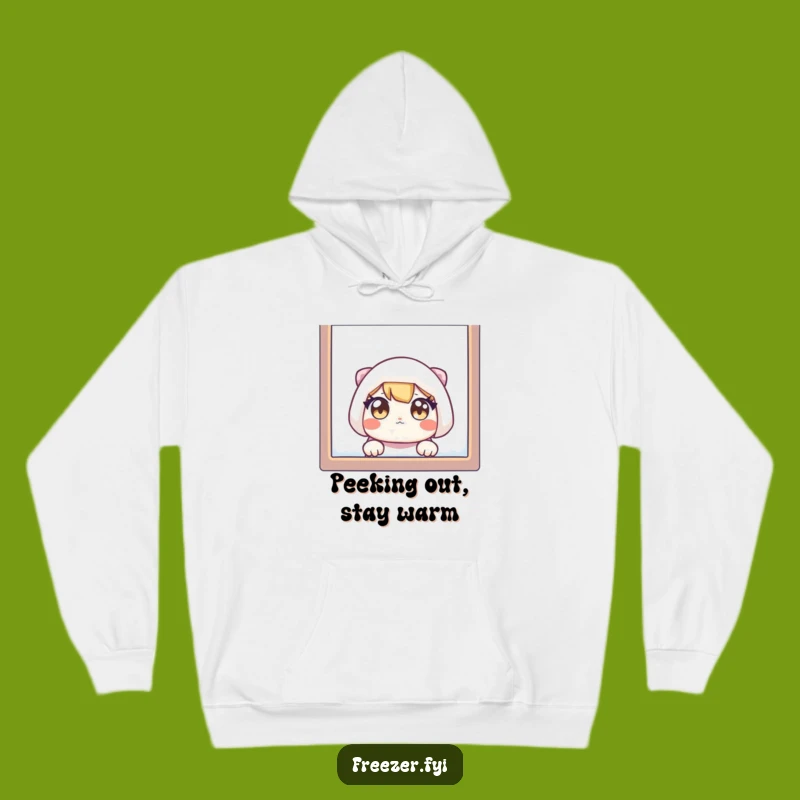 Funny Frosty Window Hoodie: Cozy Up with a Hilarious Character Peeking Design