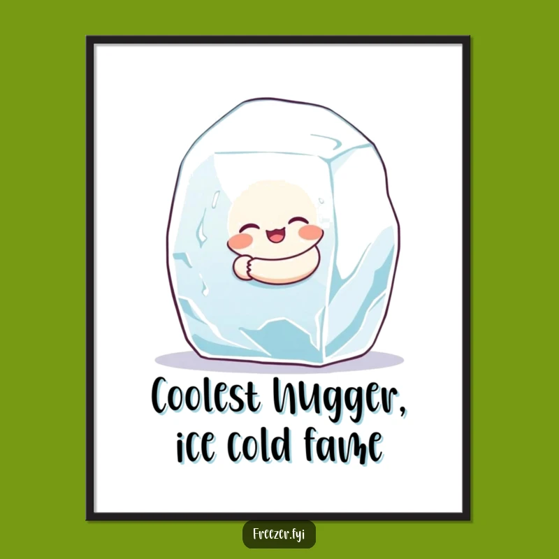 Funny Free Printable Wall Art: Happy Ice Hugger - Cool Downloadable Decor