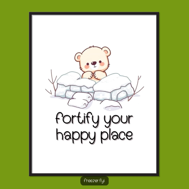 Free Printable Bear Wall Art - Snow Fort Fun Decor, Funny Downloadable Art for Kids