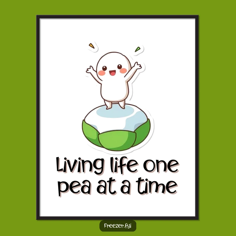 Funny Free Printable Wall Art: Dancing Pea Character - LOL Quirky Home Decor Downloadable Art!