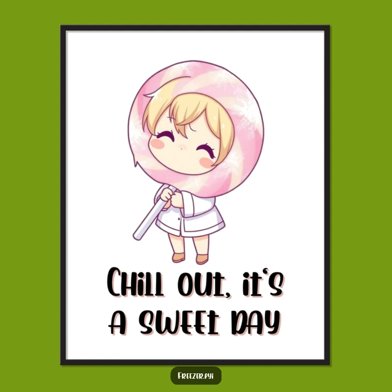 Funny Free Printable Wall Art: Frosty Lollipop Character Humorous Downloadable Decor