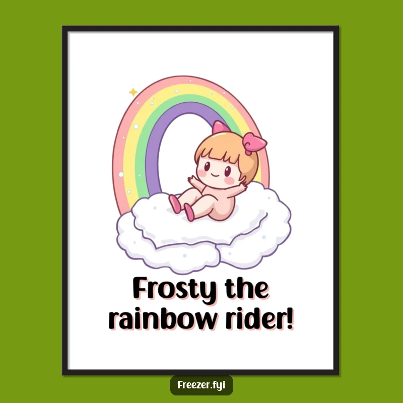 Funny Free Printable Wall Art: Frosty Rainbow Character - Whimsical Downloadable Decor
