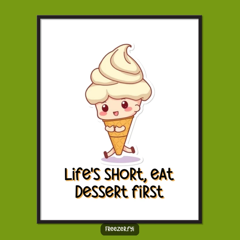 Funny Free Printable Wall Art: Giant Ice Cream Push Character - Quirky Decor Downloadable Art!
