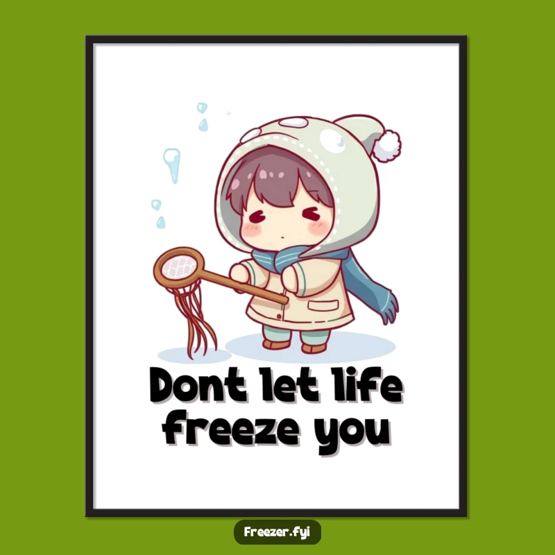 Funny Free Printable Wall Art: Icicle Catcher Character, Quirky Winter Decor