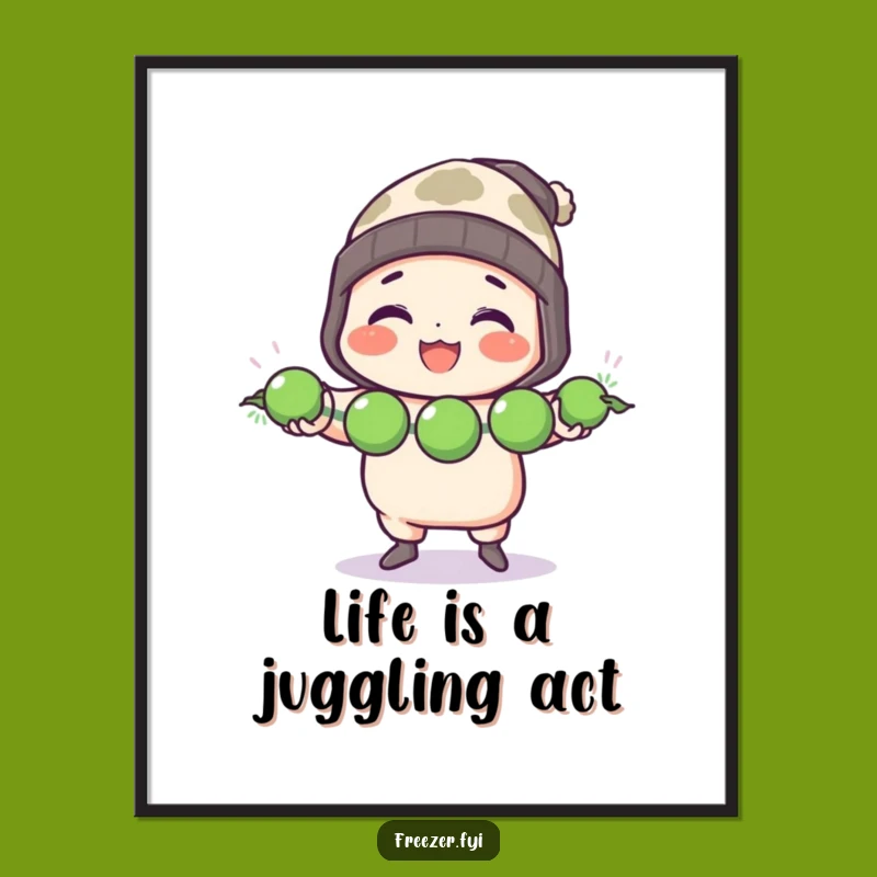 Funny Free Printable Wall Art: Pea Juggling Chef, Kooky Kitchen Decor