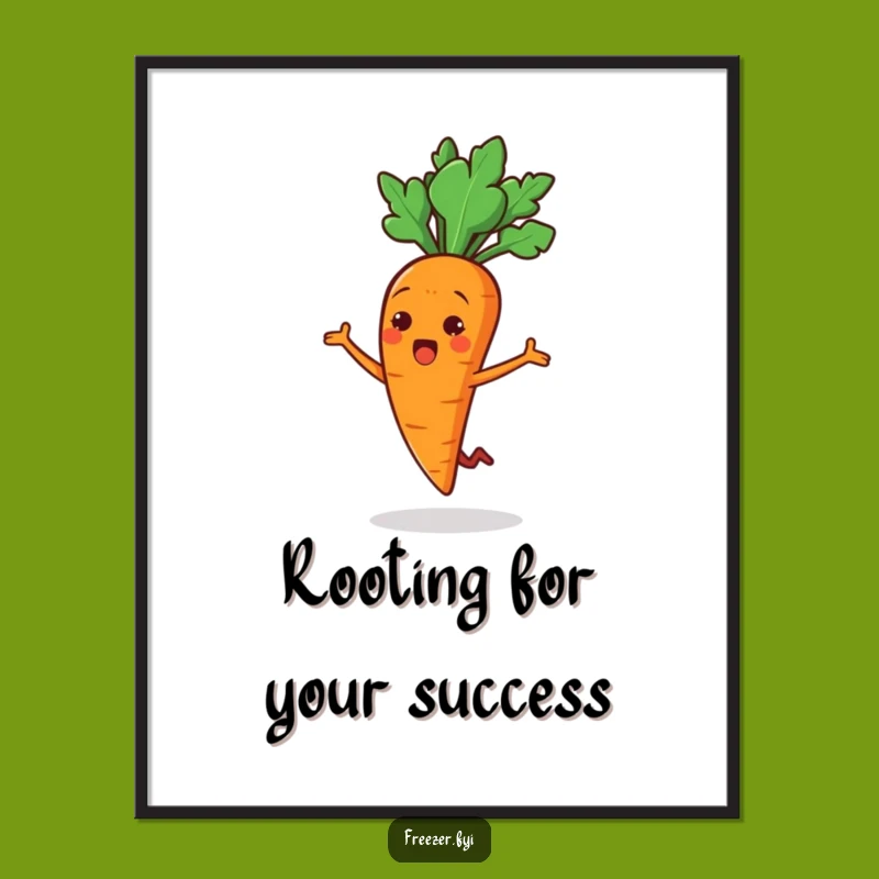 Funny Free Printable Wall Art: Surprised Carrot Jumping - Whimsical Downloadable Decor!
