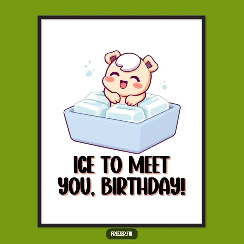 Funny Free Printable Wall Art: Bubbly Ice Cube Character - Quirky Downloadable Decor