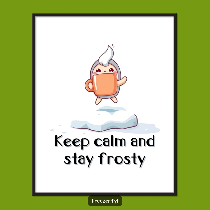 Funny Free Printable Wall Art: Hoppy Hot Drink Character, Cozy Winter Decor