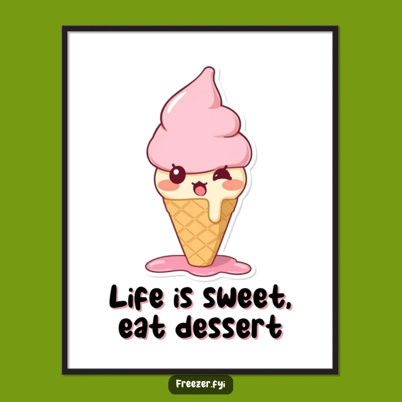 Free Printable Wall Art: Surprised Ice Cream Cone - Hilarious Downloadable Decor!