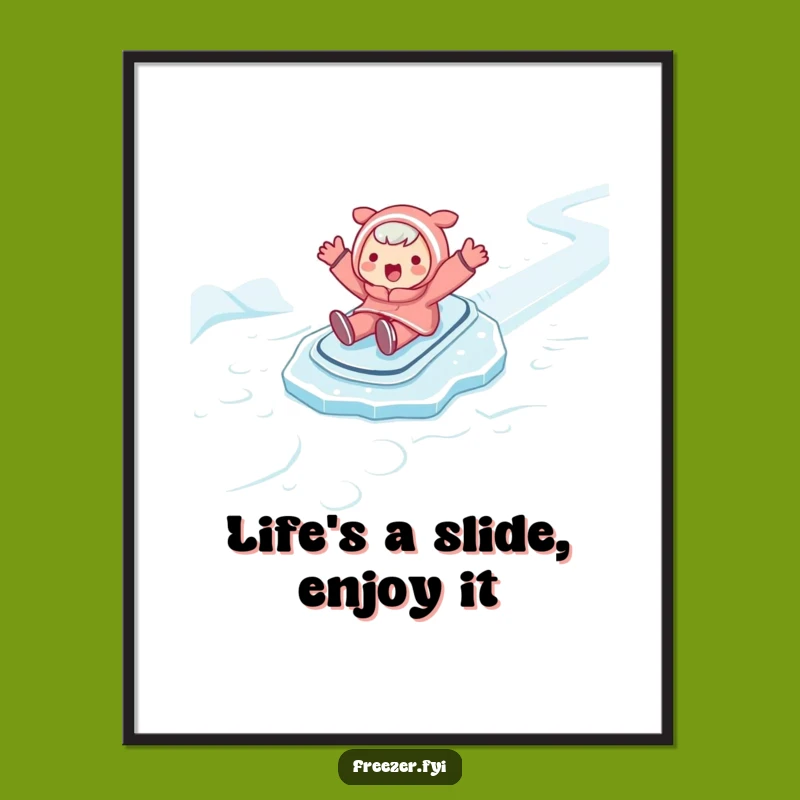 Funny Free Printable Wall Art: Character's Joyful Slide - Hilarious Downloadable Art for Any Room