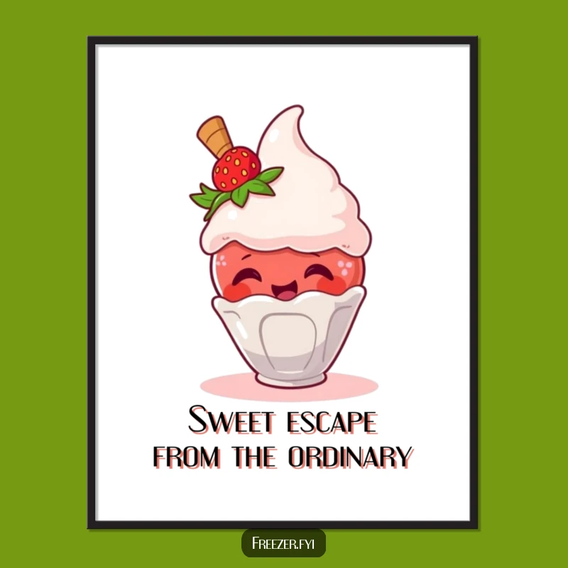 Free Printable Wall Art: Strawberry Ice Cream Escape - Funny Download!