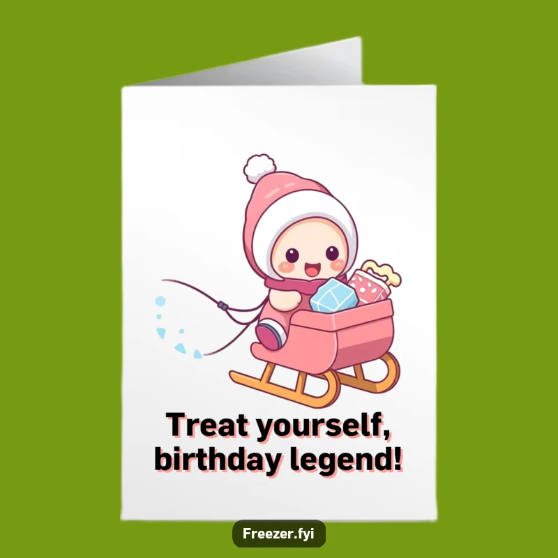 Free Printable Birthday Card: Frosty Treats Sled, Fun Downloadable Gift