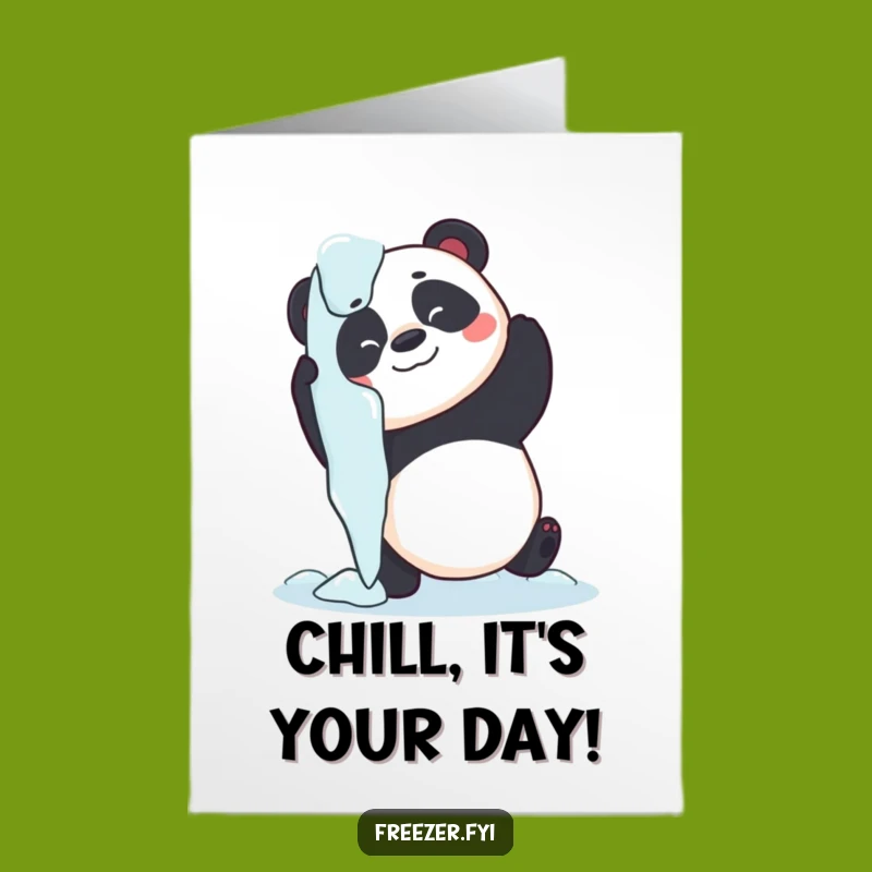 Free Printable Birthday Card: Panda Hugging Icicle Funny Gift