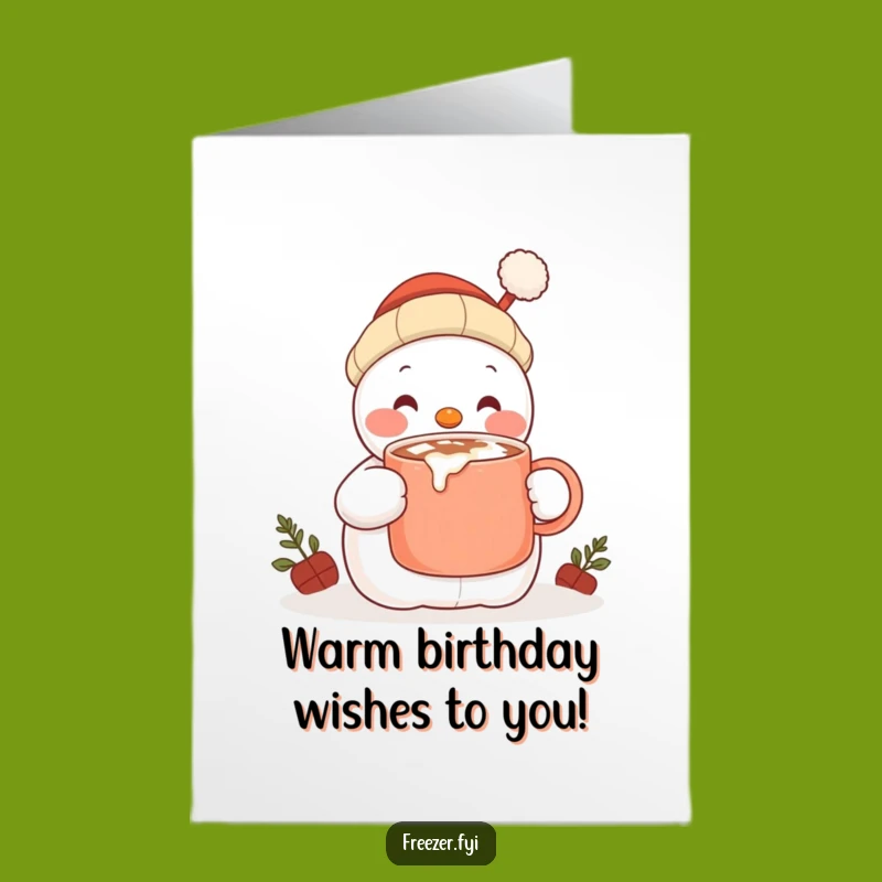 Free Printable Snowman Birthday Card: Funny Cocoa Sip Greeting for a Warm Celebration