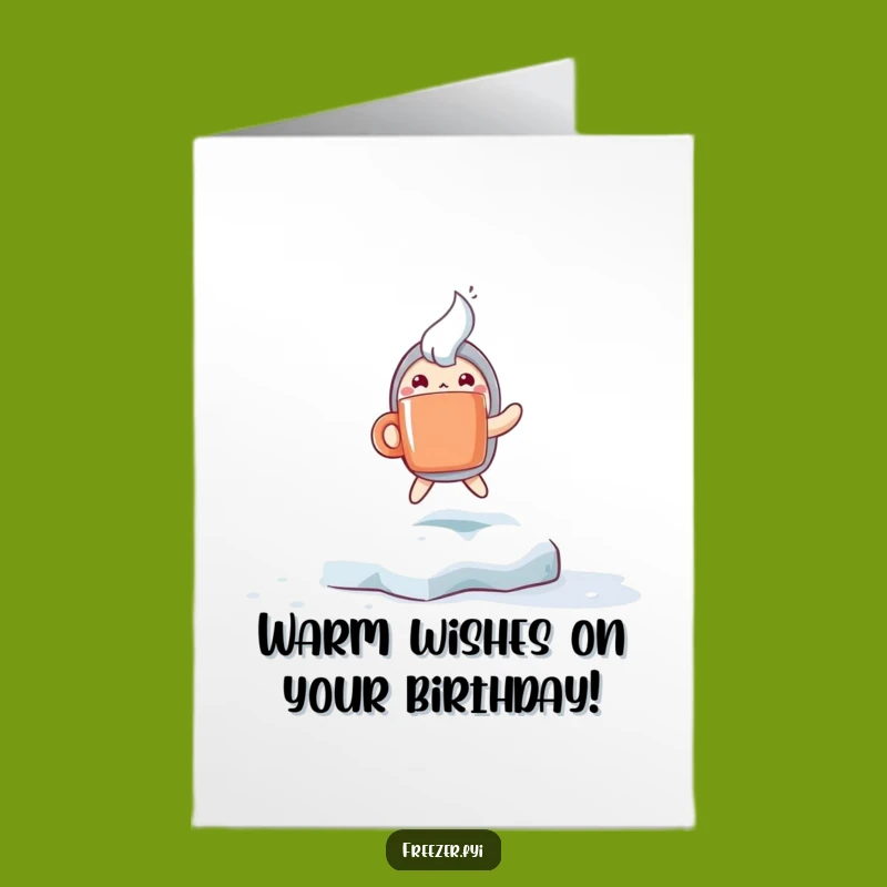 Funny Free Printable Birthday Card: Hoppy Hot Drink Character, Warm DIY Downloadable Gift