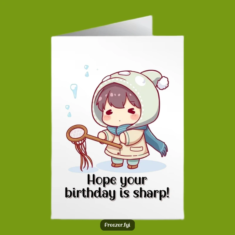 Funny Free Printable Birthday Card: Icicle Catcher Character, Wacky DIY Downloadable Gift