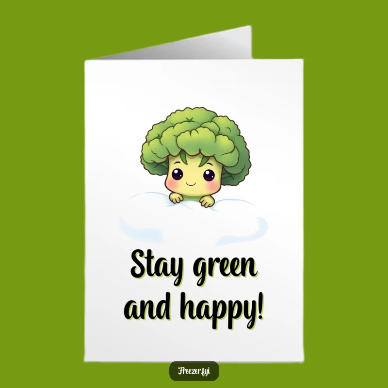 Free Printable Birthday Card: Frosty Broccoli Peek - Cool Downloadable Gift!