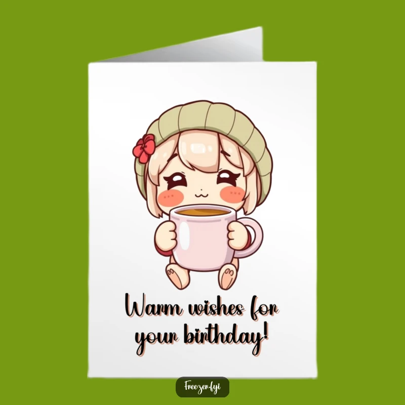 Free Printable Birthday Card: Cozy Mug Character, Warm & Funny Downloadable Gift
