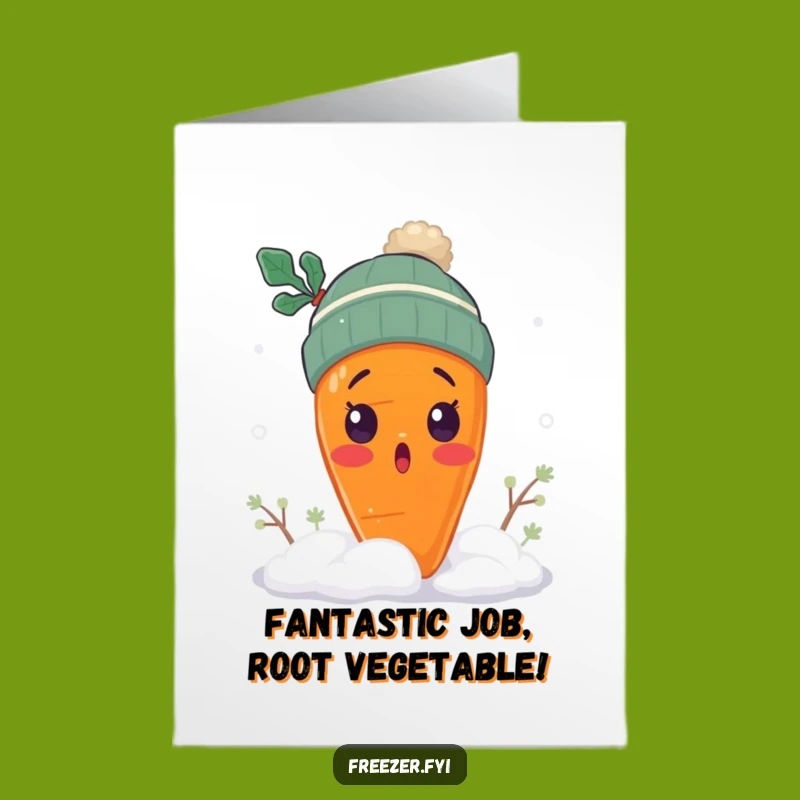 Free Printable Carrot Congrats Card: Brrr-acing Humor Downloadable Greeting for Any Achievement