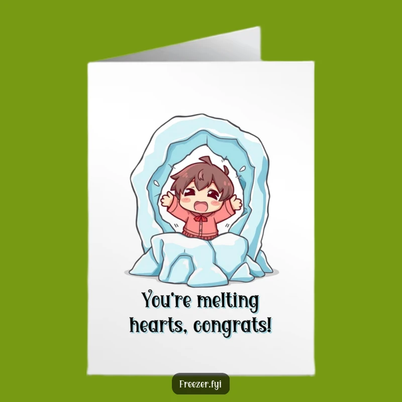 Free Printable Congrats Card: Melting Ice Escape Character Humorous Downloadable