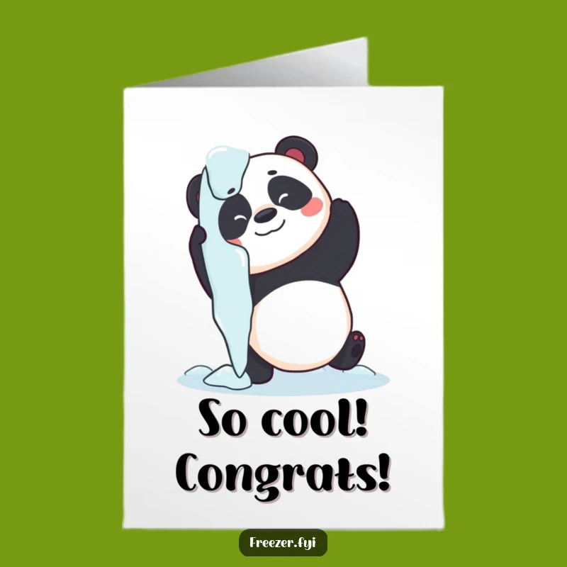 Free Printable Congrats Card: Panda's Icy Hug Funny Downloadable