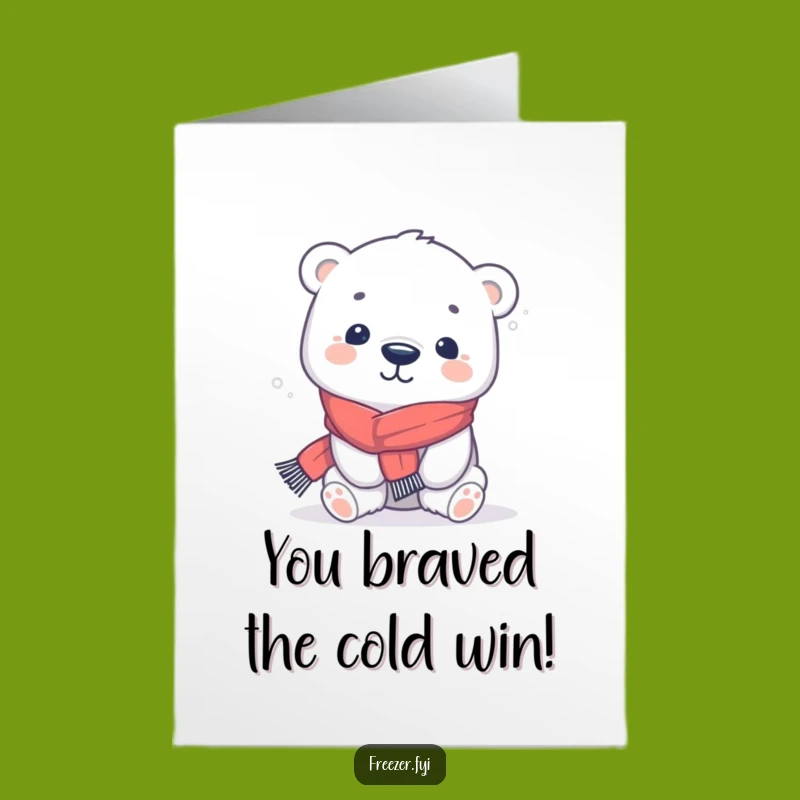 Free Printable Congrats Card: Shivering Polar Bear - Cool Achievement!