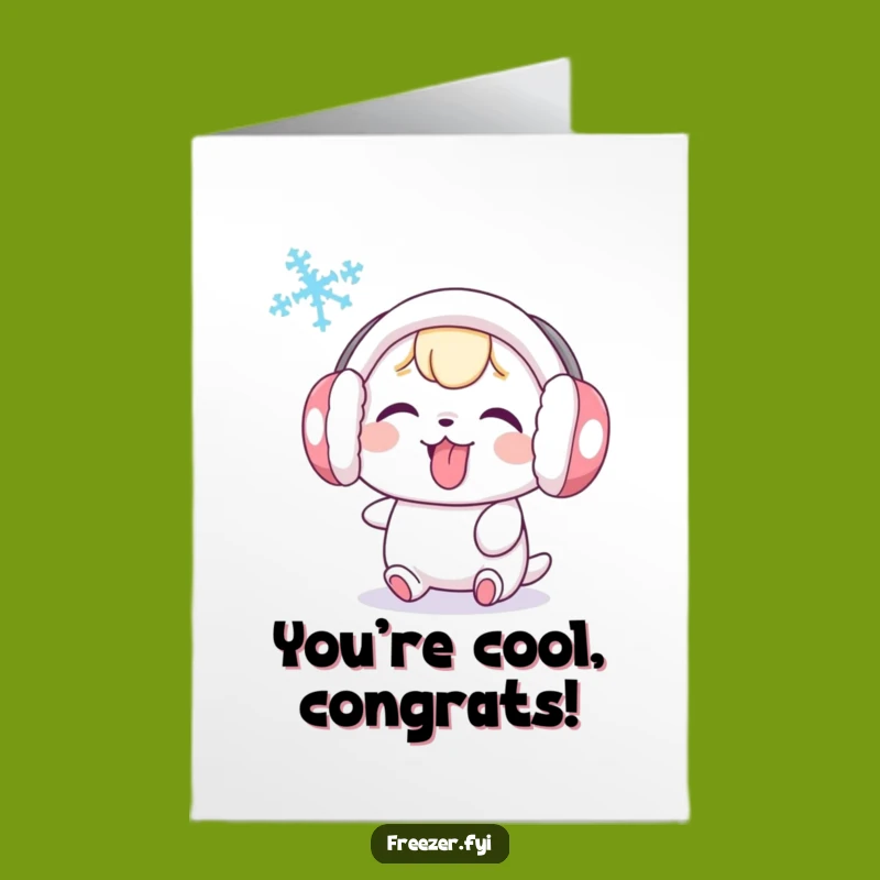 Free Printable Congrats Card: Snow Character's Victory Tongue Out - Downloadable