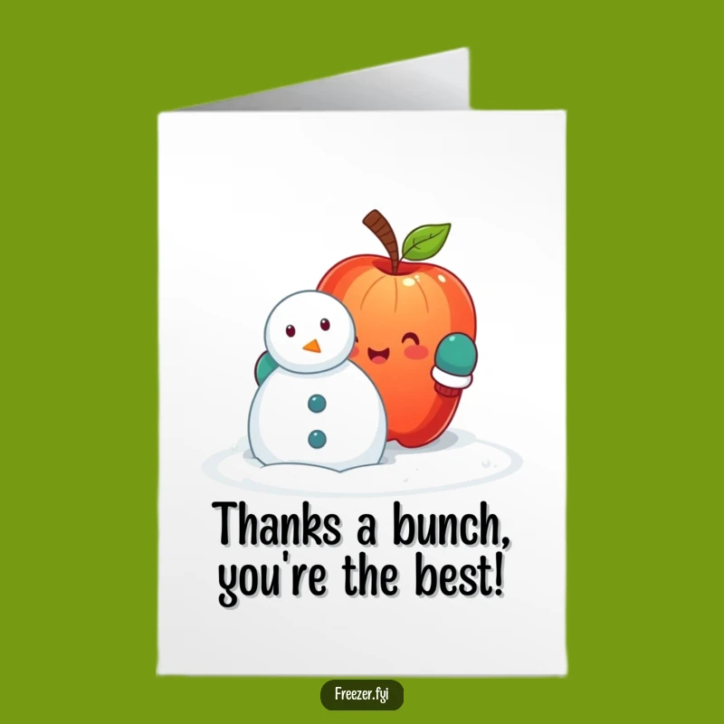 Free Printable Thank You Card: Funny Apple Snowman Builder, Hilarious DIY Downloadable Gift