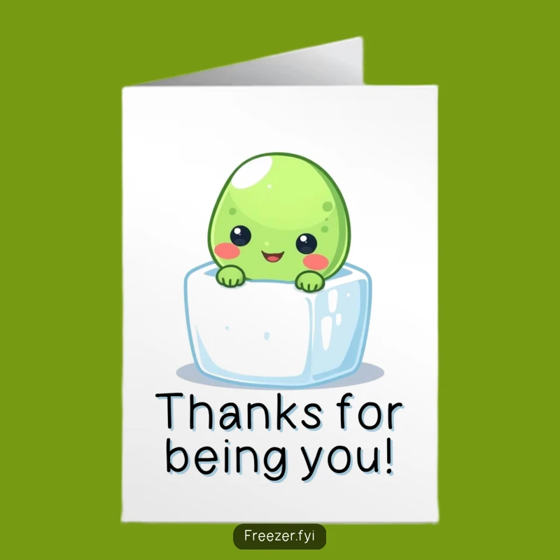 Free Printable Thank You Card: Happy Pea Ice Cube - Cool Gratitude!