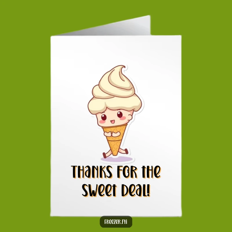 Free Printable Thank You Card: Ice Cream Push Character - Funny Sweet Gratitude Downloadable Gift!