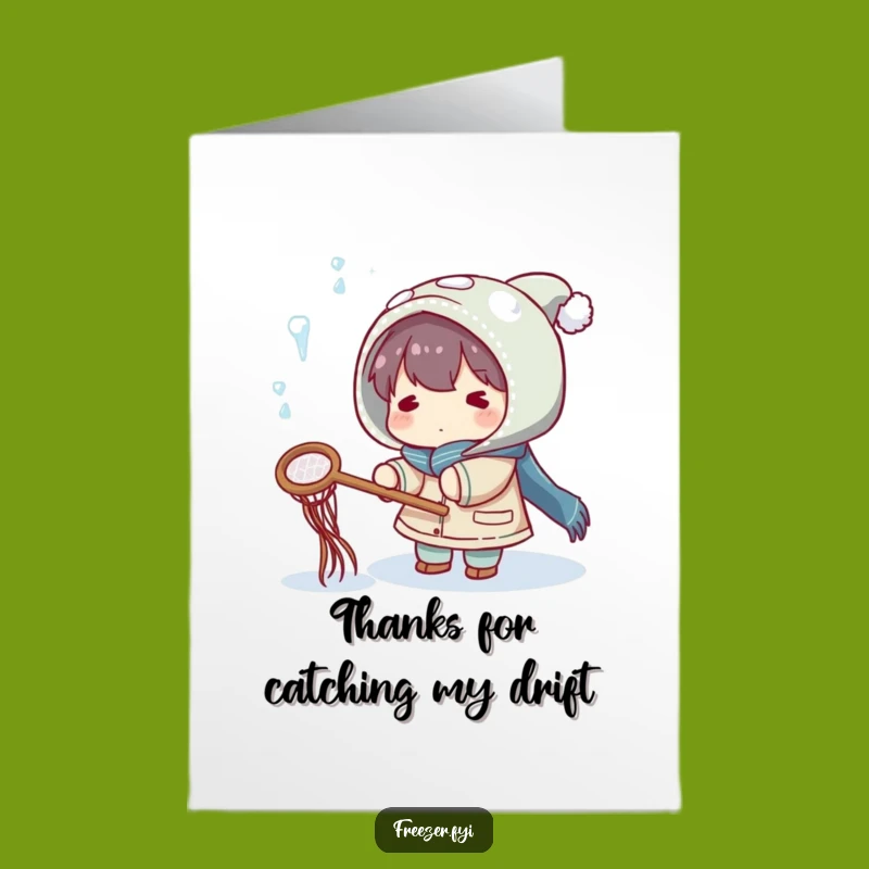 Thank You Free Printable Card: Icicle Catcher Character, Funny Downloadable Gift