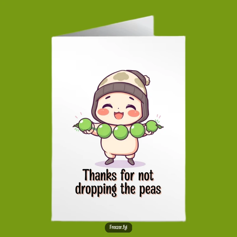 Thank You Free Printable Card: Pea Juggling Chef, Funny Downloadable Gift