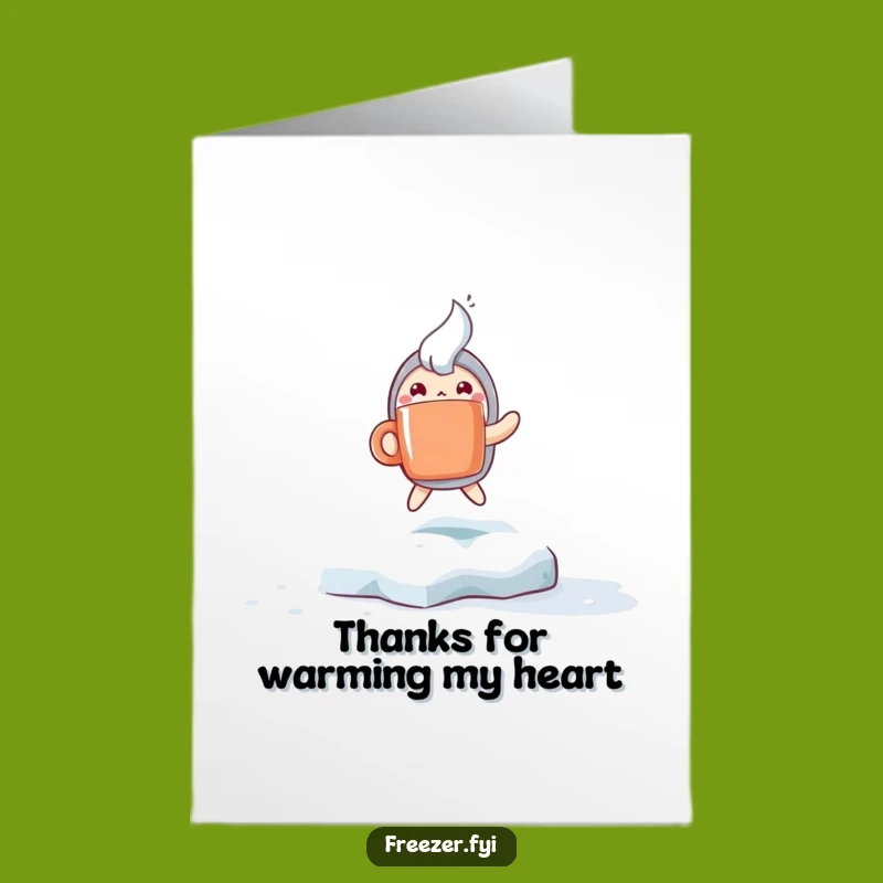 Thank You Free Printable Card: Hoppy Hot Drink Character, Funny Downloadable Gift