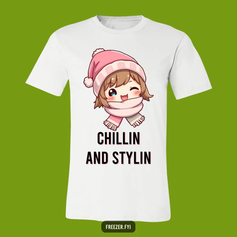 Funny Winter Hat Scarf T-Shirt - Joyful Character's Cozy Apparel