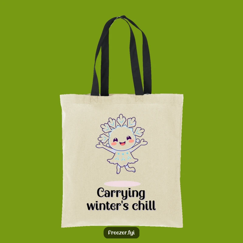 Funny Snowflake Pirouette Tote Bag: Joyful Character Eco-Friendly Gift