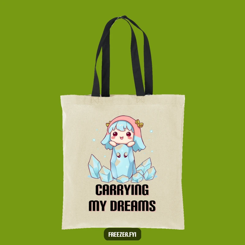 Funny Ice Crystal Tote Bag: Carry Your Serene Winter Character Design