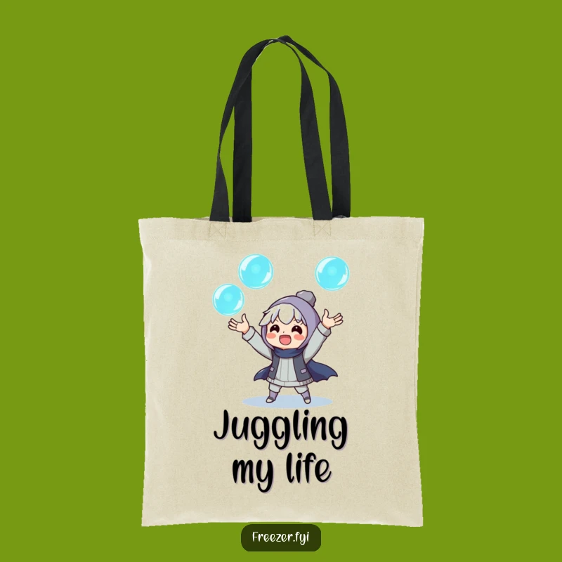 Funny Ice Juggler Tote Bag: Character Carrying Orbs, Practical Humorous Gift