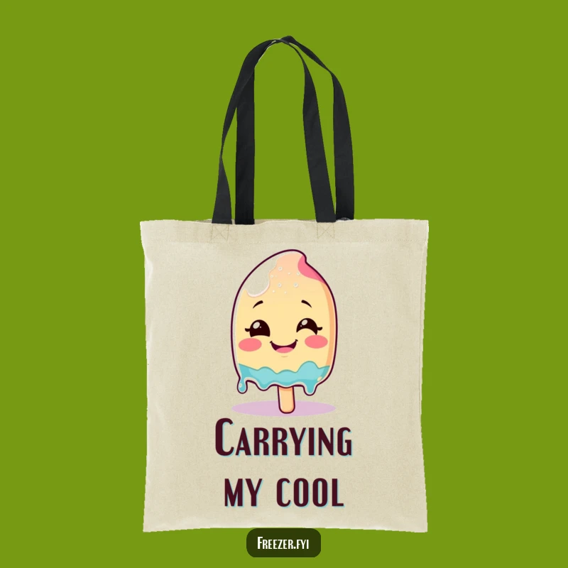 Funny Melting Popsicle Tote Bag: Smiling Glee Character Carryall