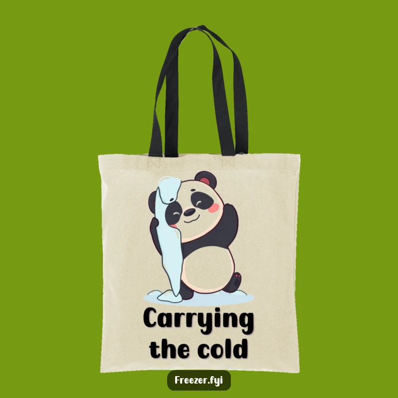 Funny Panda Icicle Hug Tote Bag - Playful Animal Carryall, Perfect Gift