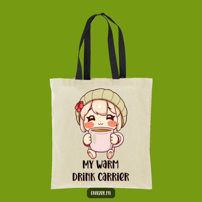 Cheerful Warm Mug Tote Bag: Rosy Character Carry-All Bag
